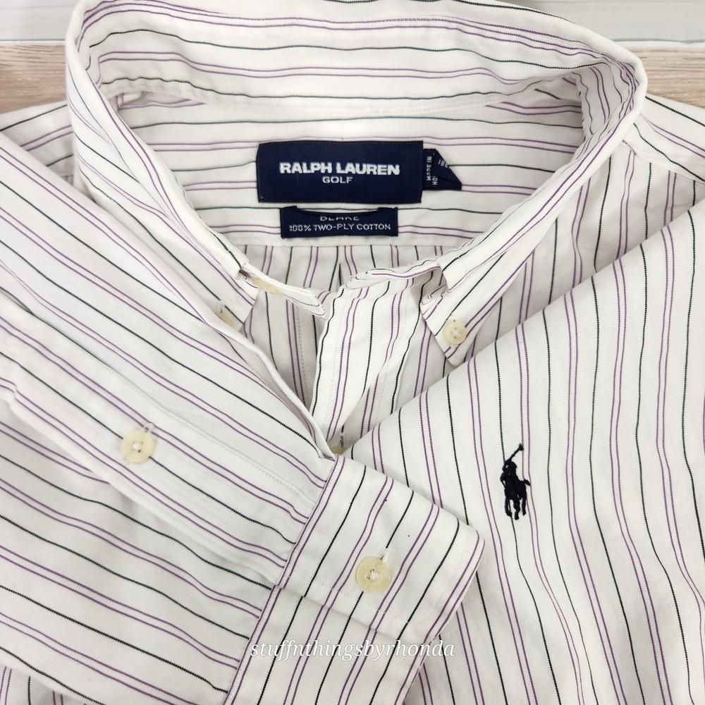 Ralph Lauren‎ Golf Blake Men's Long Sleeved Button-Down Striped Shirt Large